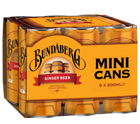 Bundaberg Ginger Beer Mini Cans 6 x 200ml