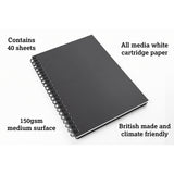 Artgecko Classy Sketchbook A4 80 Pages 40 Sheets 150gsm White Paper - Cafe Supply