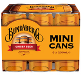 Bundaberg Ginger Beer Mini Cans 6 x 200ml