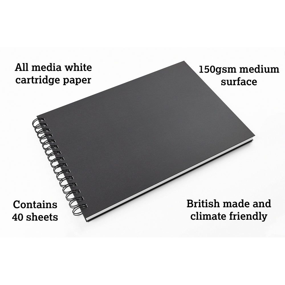 Artgecko Classy Sketchbook A4 Landscape 80 Pages 40 Sheets 150gsm White Paper - Cafe Supply