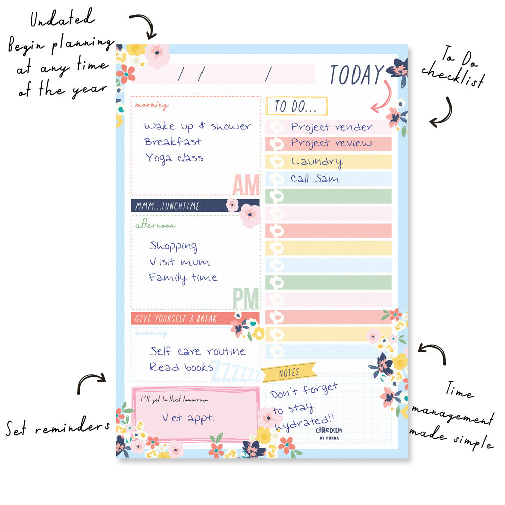 Pukka Carpe Diem Daily Planner Pad Ditzy Floral