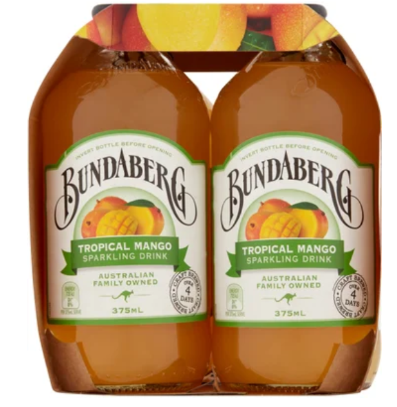 Bundaberg Tropical Mango Sparkling Drink 4 x 375ml