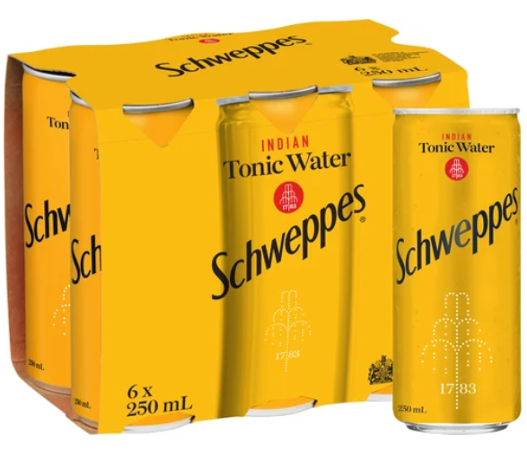 Schweppes Indian Tonic Water Cans 6 x 250ml