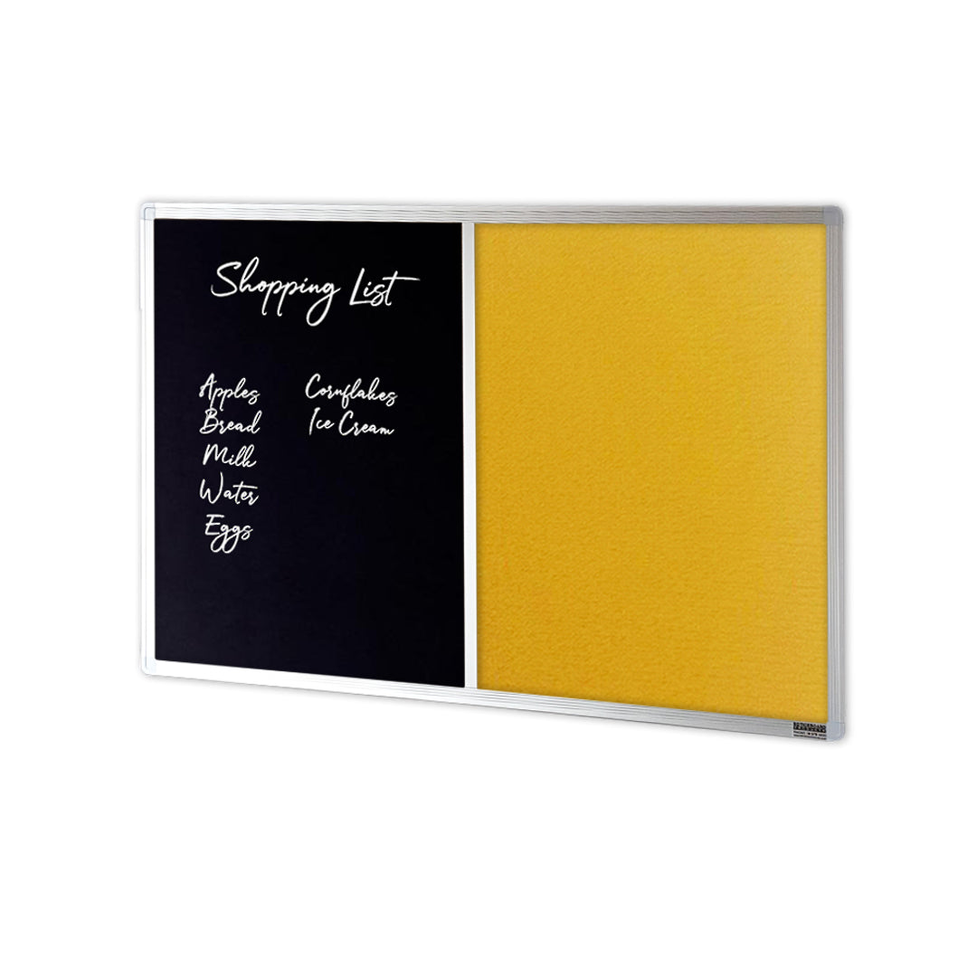 COMBIBOARD | Chalkboard + Brushed Fabric | Aluminium Frame