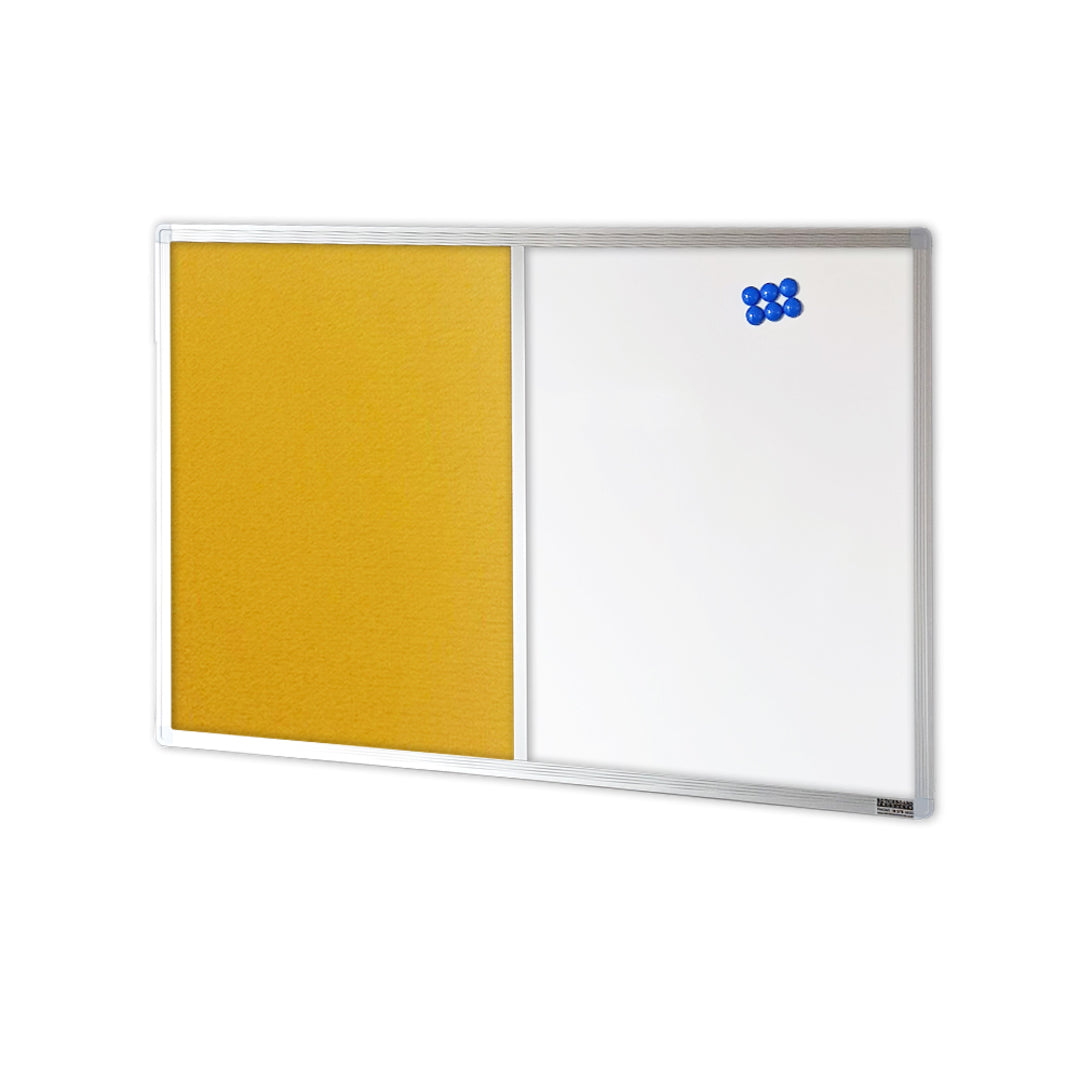 COMBIBOARD | Whiteboard + Brushed Fabric | Aluminium Frame