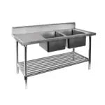 Premium Stainless Steel Double Sink Bench 600mm Deep