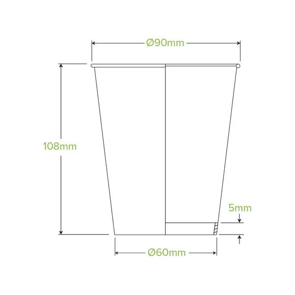 390ml / 12oz (90mm) Stone Single Wall BioCup