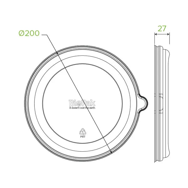 800-1,420ml / 24-48oz Clear RPET BioBowl Lid