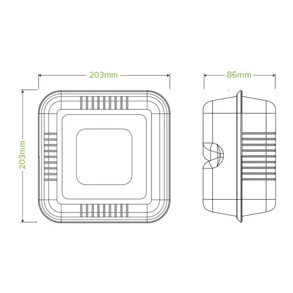 20x22x8cm / 7.8x8x3in 3-Compartment White Plant Fibre Clamshell