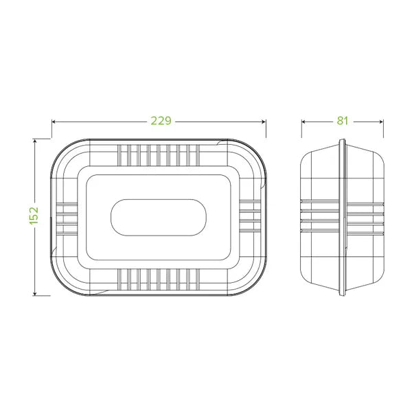 23x15x8cm / 9x6x3in White Plant Fibre Clamshell