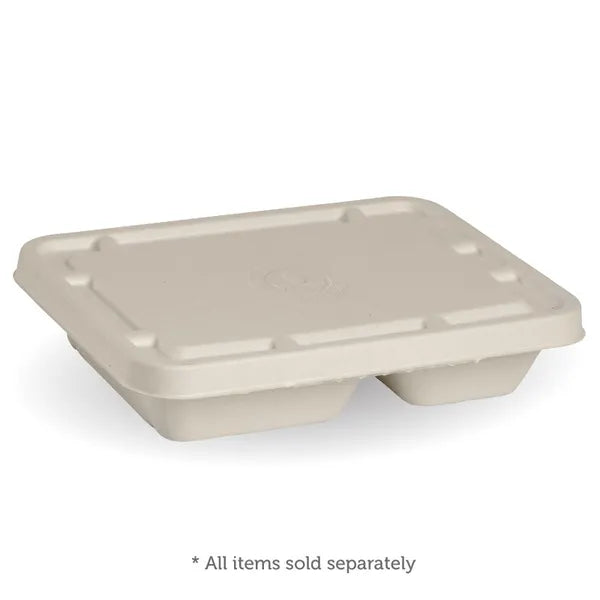 2 & 3-Compartment Natural Plant Fibre BioCane Takeaway Lid