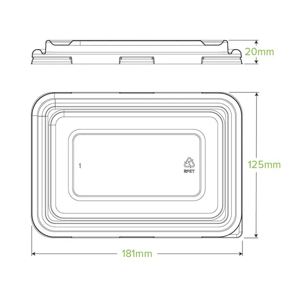 500ml & 600ml Clear RPET Takeaway Lid