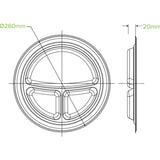 25cm / 10" 3-Compartment Round Plant Fibre Plate