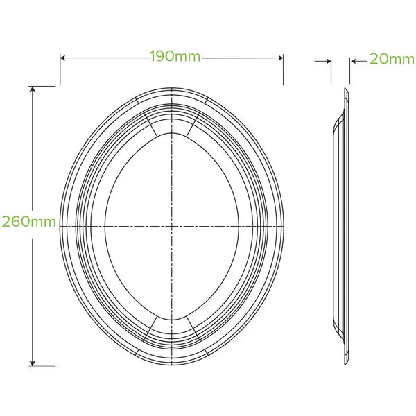 26x19cm / 10.25x7.75" Oval Plant Fibre Plate