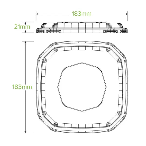 500 & 750ml Clear RPET Octa Takeaway Lid