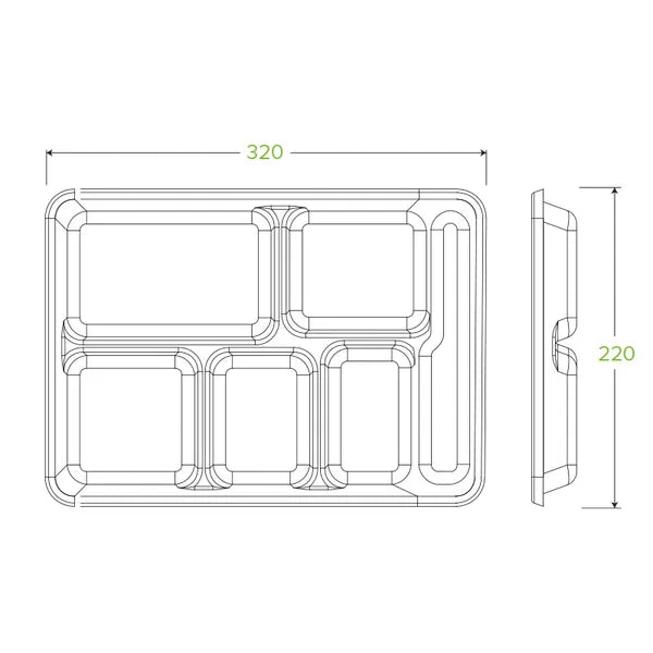 6-Compartment Plant Fibre Tray