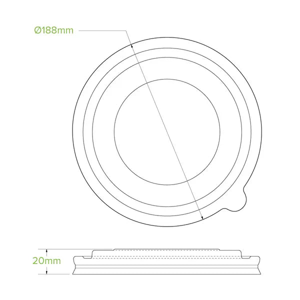 1,300ml PLA Kraft BioBowl Lid