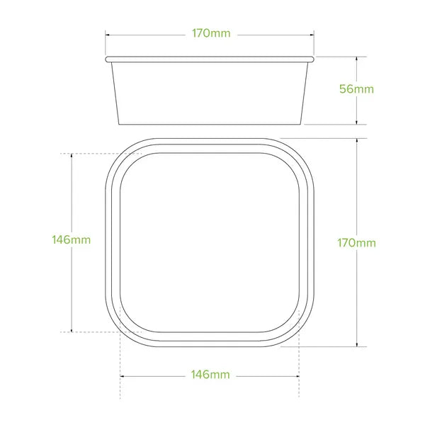 1,000ml Kraft BioBoard Square Takeaway Base