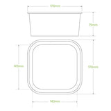 1,400ml Kraft BioBoard Square Takeaway Base