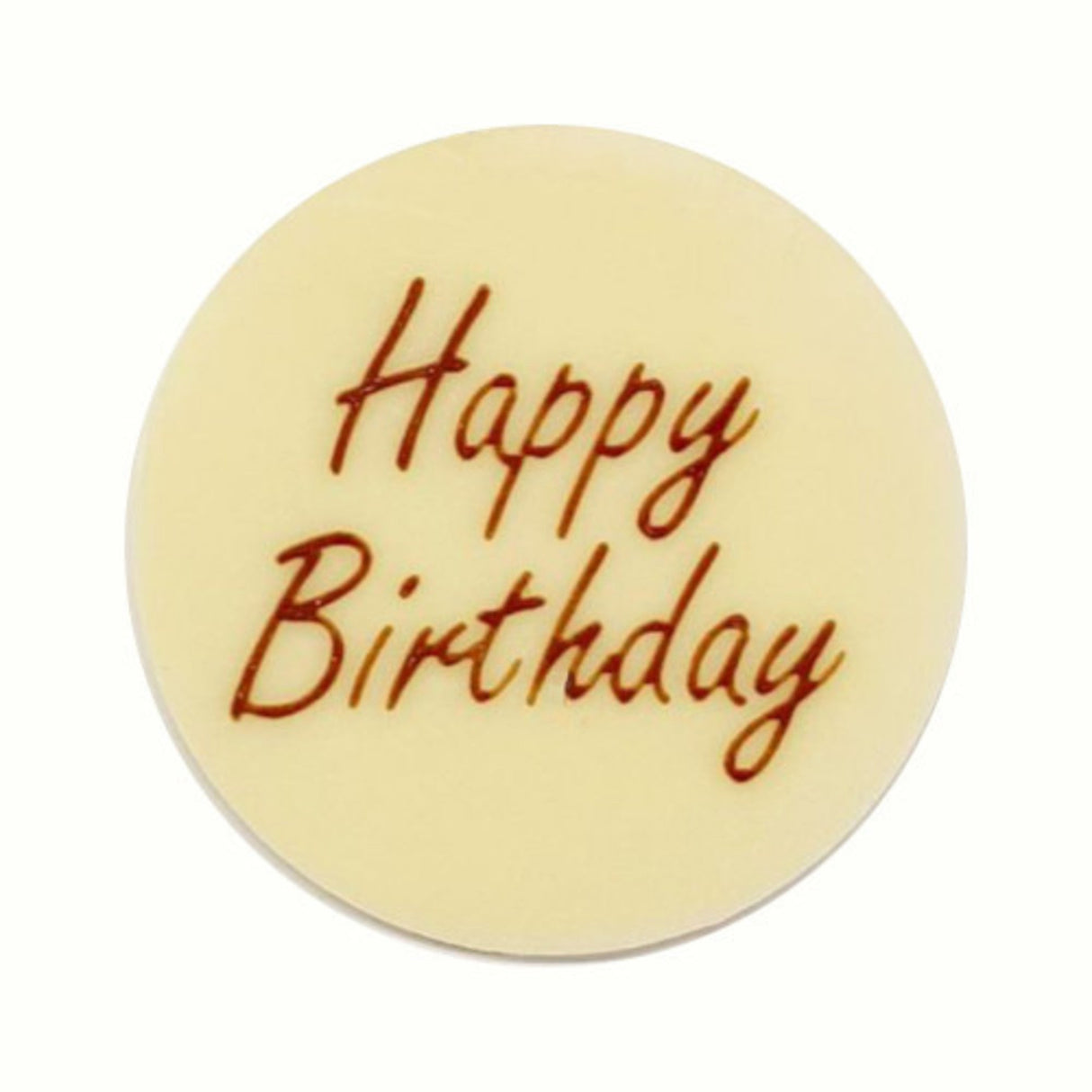 Chocolate White - "Happy Birthday" Round 75mm (50PK)