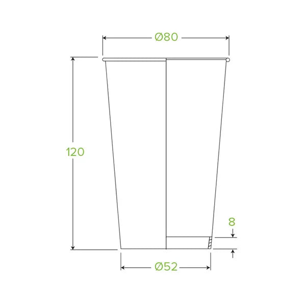 350ml / 12oz (80mm) White Single Wall BioCup