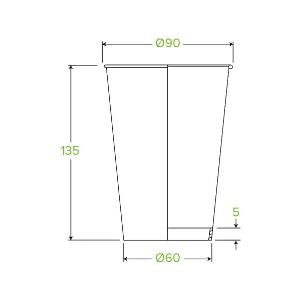 510ml / 16oz (90mm) Leaf Single Wall BioCup