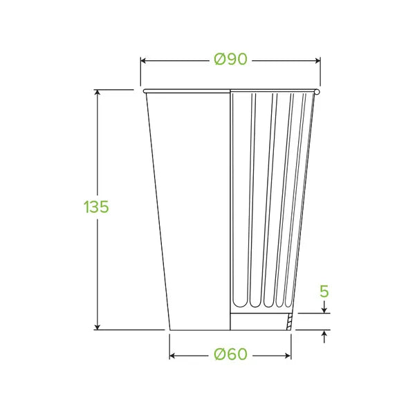 460ml / 16oz (90mm) Leaf Double Wall BioCup