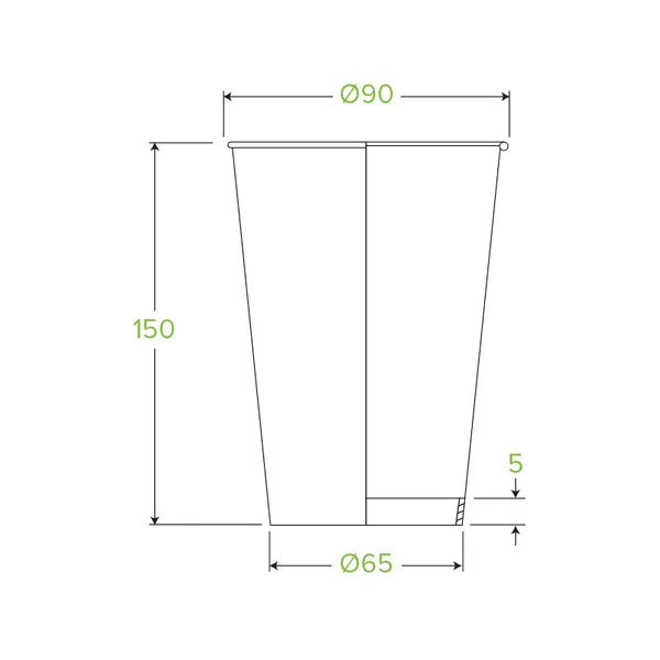 20oz Leaf BioCup 595ml / 20oz (90mm) Leaf Single Wall BioCup