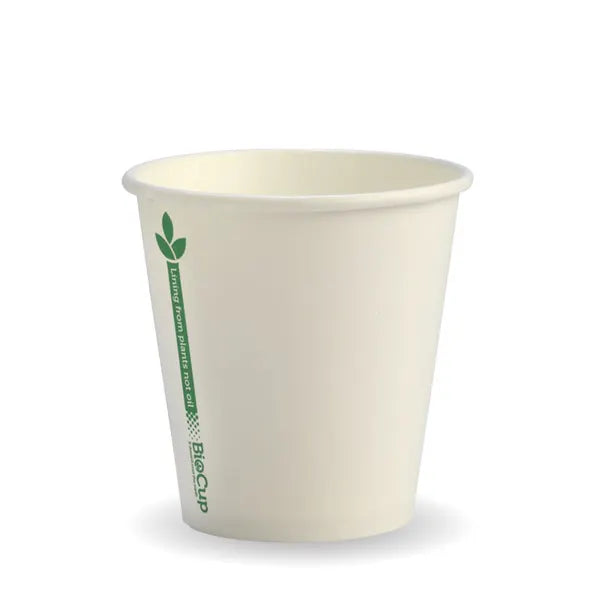 230ml / 6oz (80mm) White Green Line Single Wall BioCup