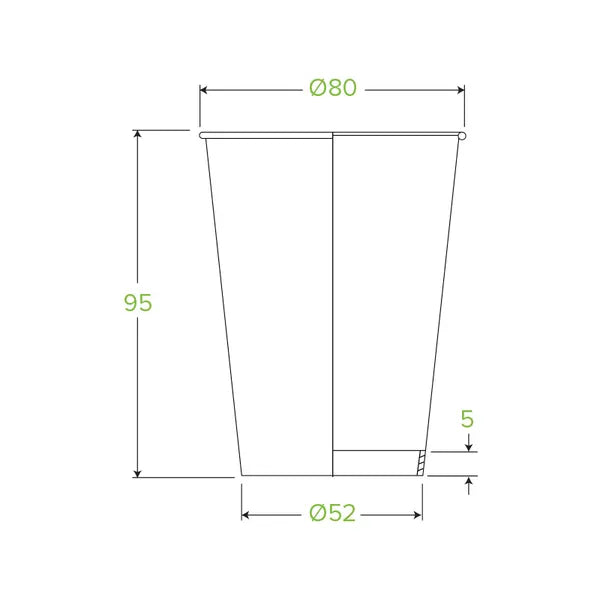 280ml / 8oz (80mm) Leaf Single Wall BioCup