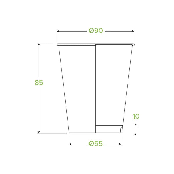 280ml / 8oz (90mm) White Single Wall BioCup