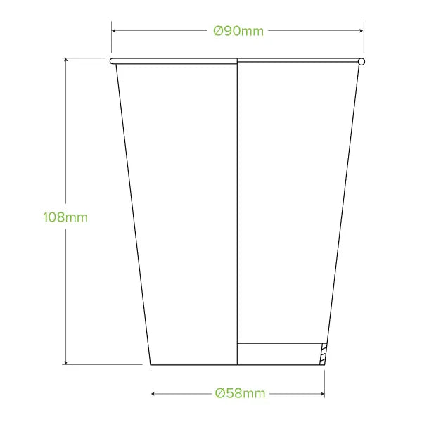 390ml / 12oz (90mm) Green Cold Paper BioCup