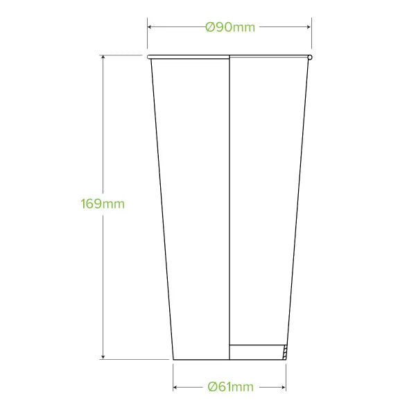 650ml / 22oz (90mm) Green Cold Paper BioCup