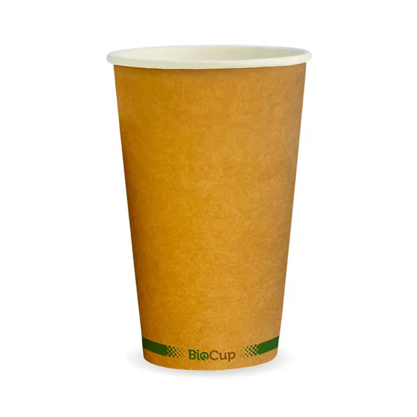 510ml / 16oz (90mm) Kraft Green Stripe Single Wall BioCup