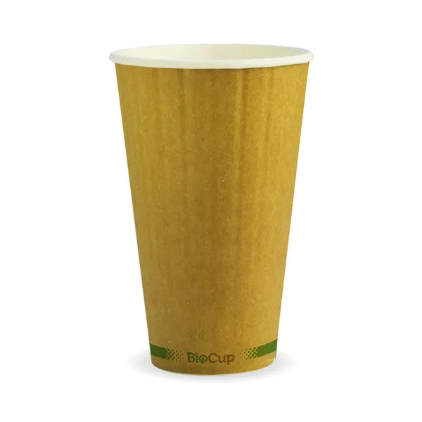 460ml / 16oz (90mm) Kraft Green Stripe Double Wall BioCup