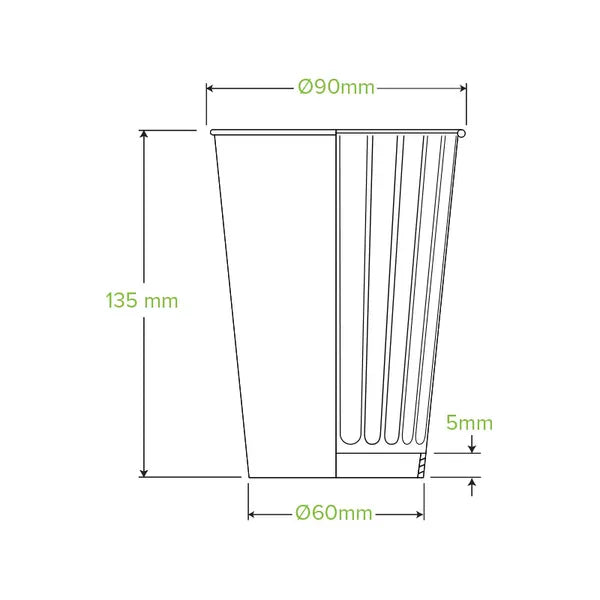 460ml / 16oz (90mm) Kraft Green Stripe Double Wall BioCup