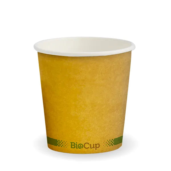 120ml / 4oz (63mm) Kraft Green Stripe Single Wall BioCup