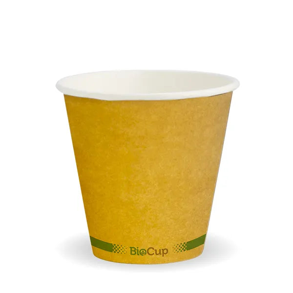 280ml / 8oz (90mm) Kraft Green Stripe Single Wall BioCup