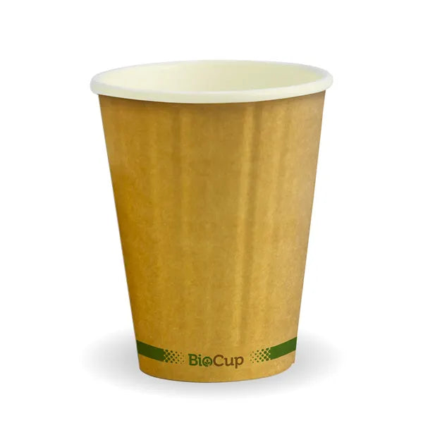 255ml / 8oz (80mm) Kraft Green Stripe Double Wall BioCup