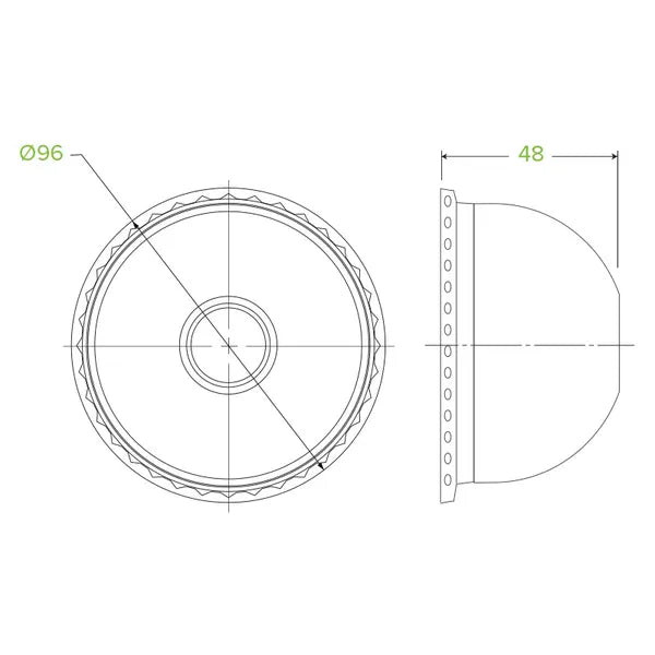 300-700ml Dome 22mm Hole Clear BioCup Lid