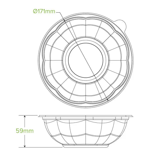 840ml / 24oz Clear Salad BioBowl