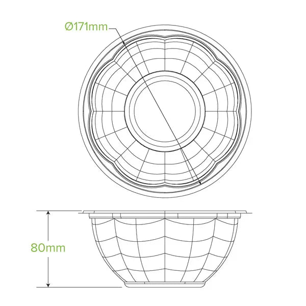 1,080ml / 32oz Clear Salad BioBowl