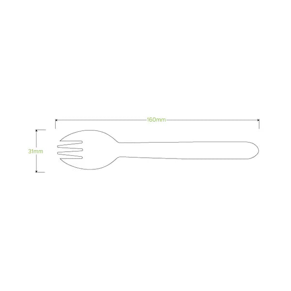 16cm Unbranded Wood Spork - Bulk Pack