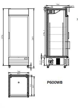 SINGLE GLASS DOOR MOUNTED FRIDGE 700 MM P600WB - Cafe Supply