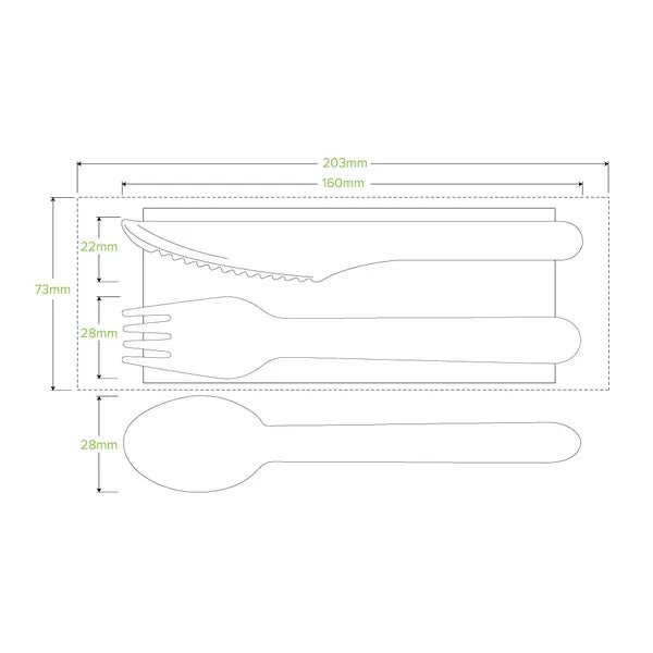 16cm FSC™ Wood Fork, Knife, Spoon & Napkin Sets