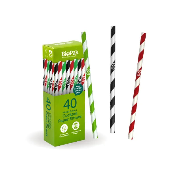 40 Pack - 6mm Mixed Cocktail BioStraws