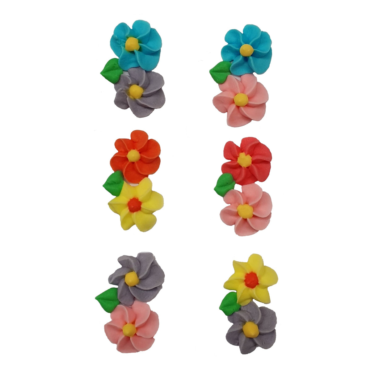 Icing Spring Flowers, 20mm - Packet of 6. Asst colours