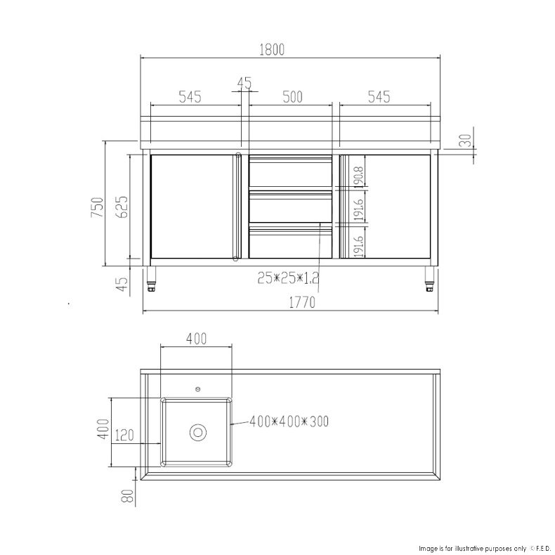 SC-6-1800L-H Cabinet with Left Sink