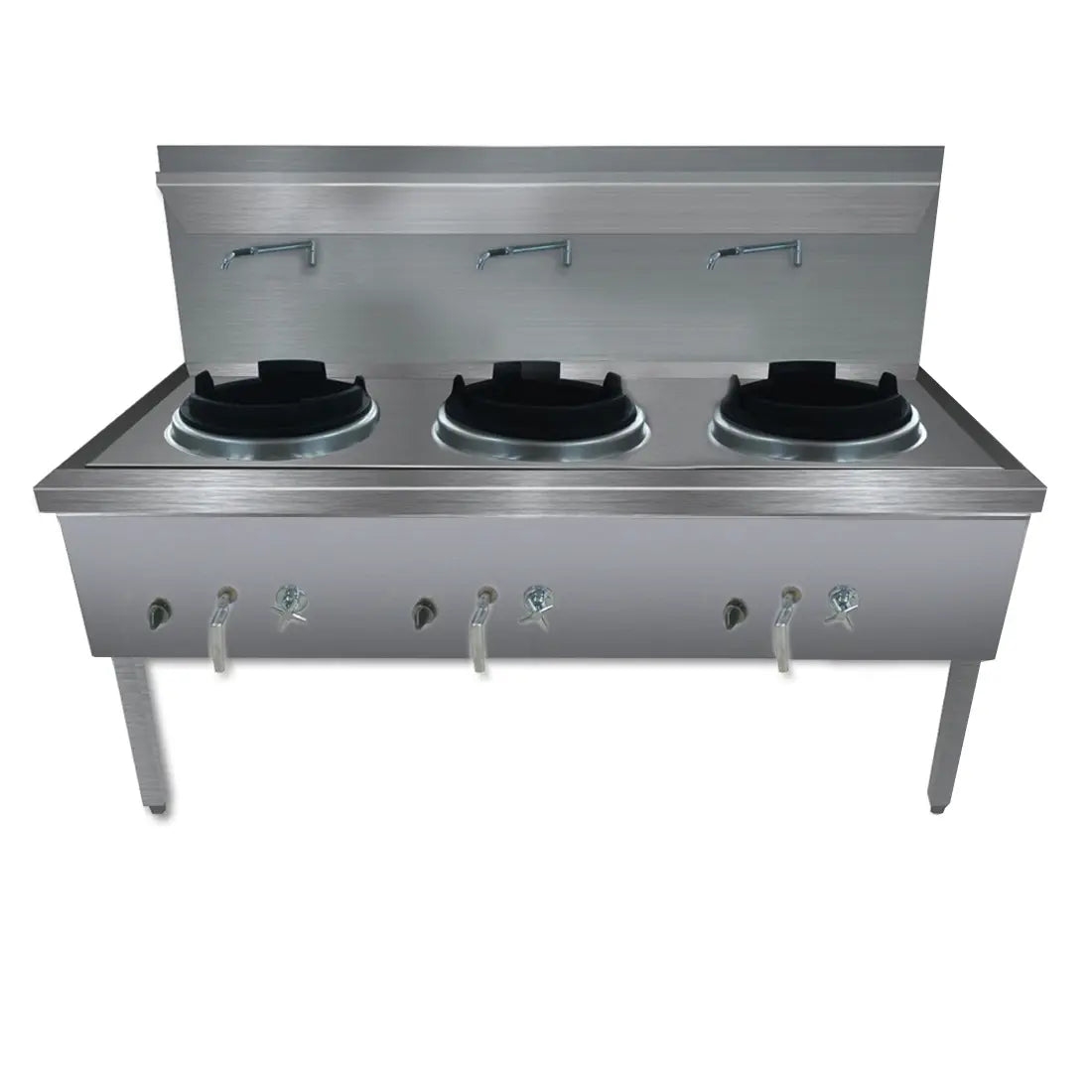 WW-3LC Stainless Steel Waterless LPG Triple Wok Chimney Burner