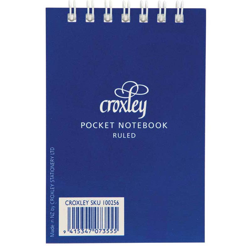 Croxley Notebook Pocket Top Opening 76x111mm Blue Cover 50 Leaf - Cafe Supply